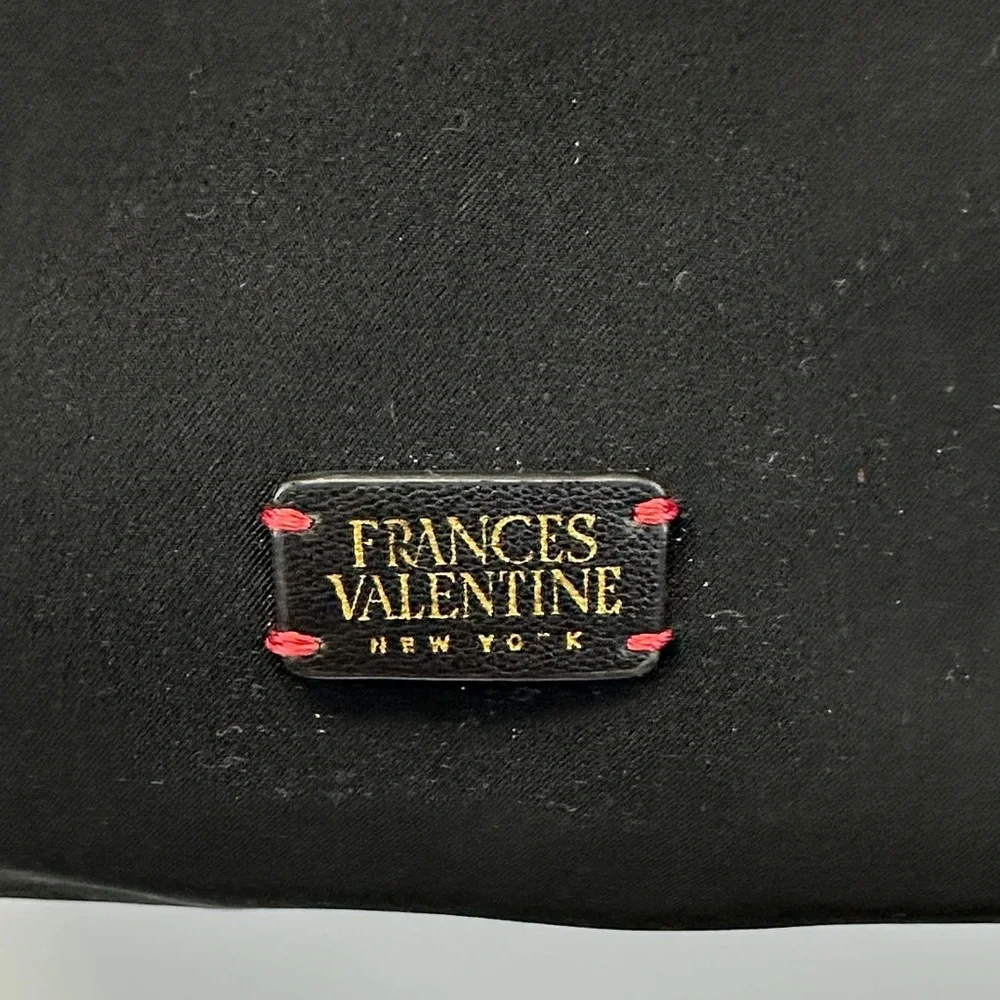 Frances Valentine Black Nylon Cosmetic Bag Travel Makeup Case Zip Top Designer